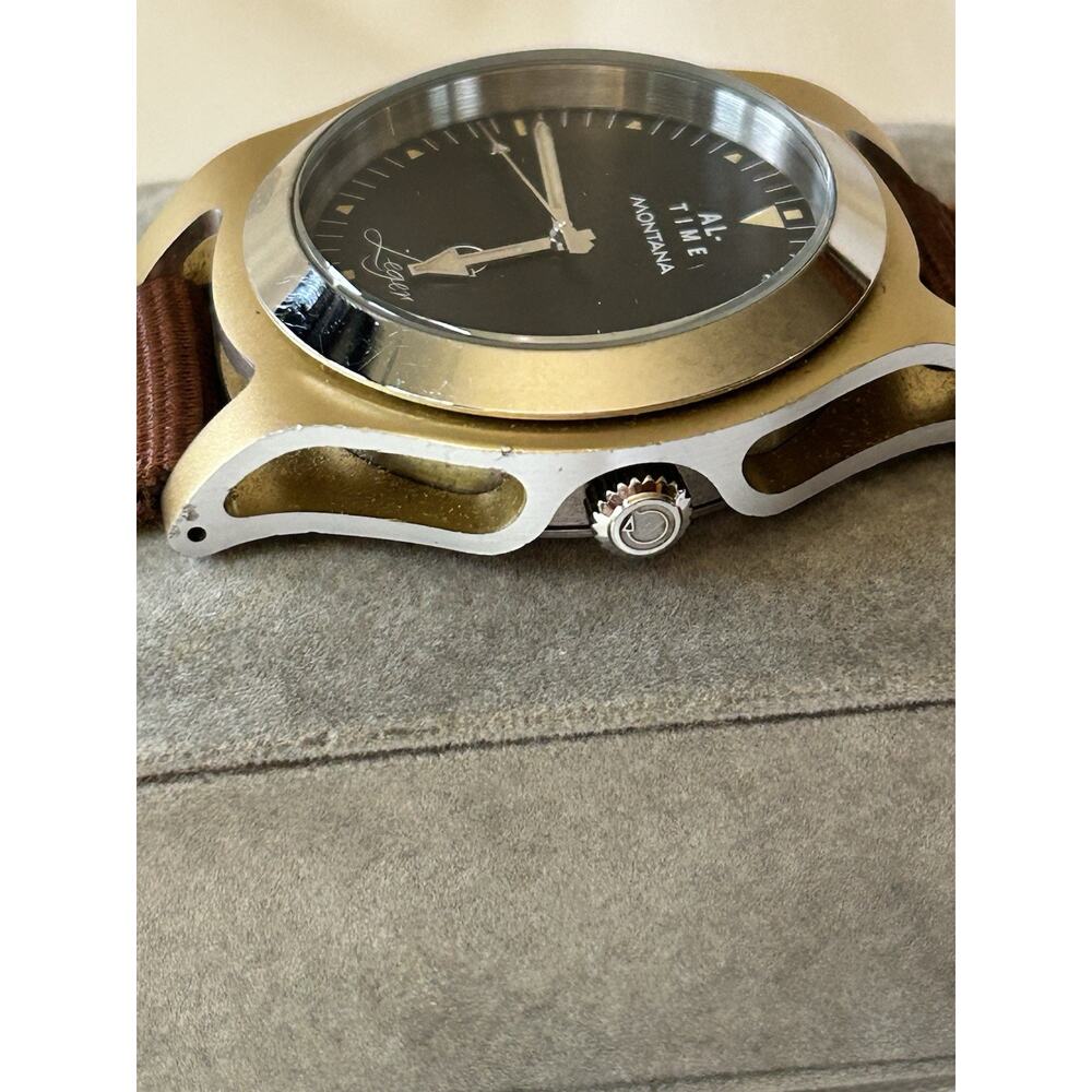 AL-Time Leger Watch 18-2 Yellow Gold Anodized Aluminum 40mm Quartz Aviation - Picture 15 of 16